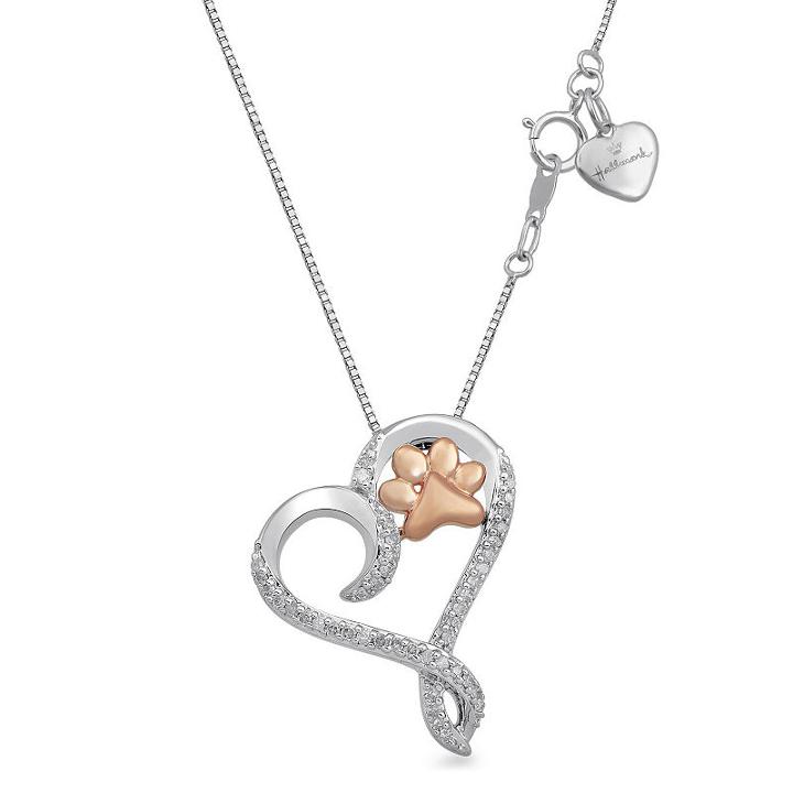 Hallmark Diamonds Womens 1/10 Ct. T.w. Genuine White Diamond 14k Gold Over Silver Sterling Silver Pendant Necklace