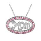 Lab-created Pink Sapphire And Diamond-accent Mom Pendant Necklace