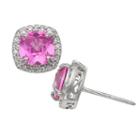 Lab Created Pink Sapphire Sterling Silver 10mm Stud Earrings