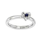 Personally Stackable Sterling Silver Lab-created Blue Sapphire Heart Ring