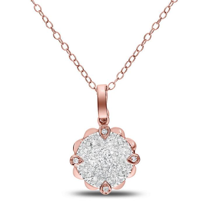 Womens 3/8 Ct. T.w. White Diamond 14k Rose Gold Pendant Necklace
