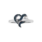 1/7 Ct. T.w. Color-enhanced Blue Diamond Sterling Silver Heart Ring