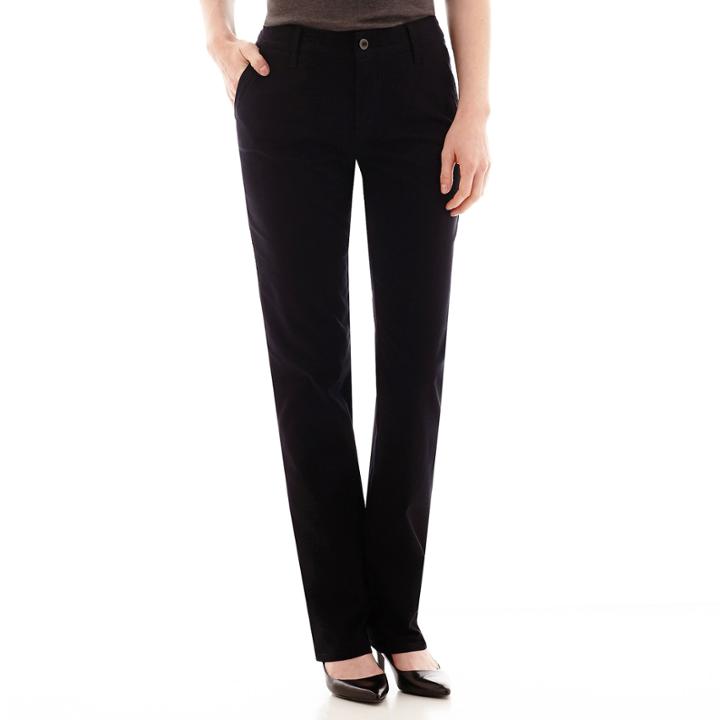 St. John's Bay Bedford Twill Secretly Slender Pant- Petites