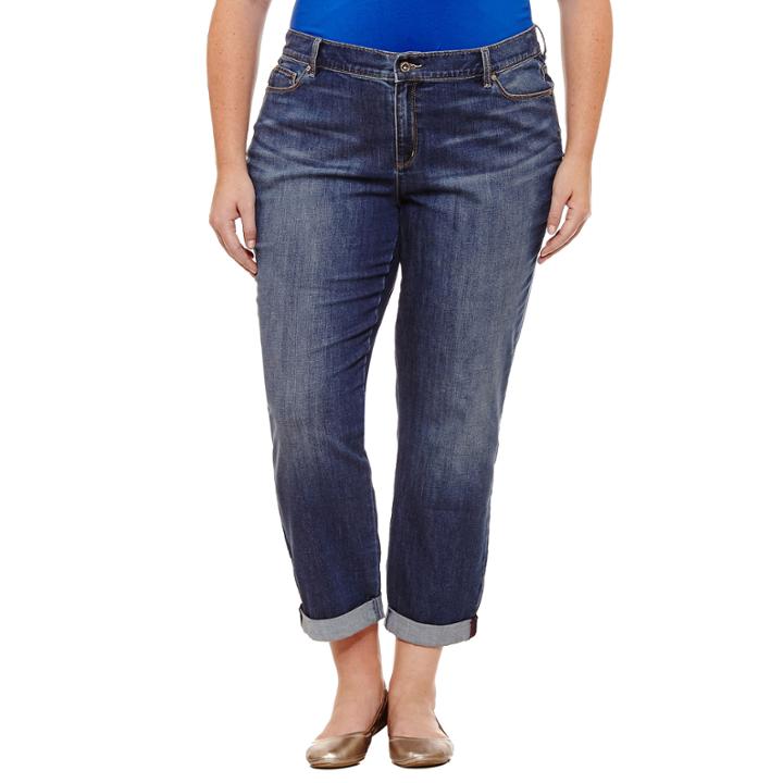 Liz Claiborne Boyfriend Skinny Fit Rollcuff Jean- Plus