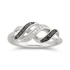 1/10 Ct. T.w. White & Color-enhanced Black Diamond Swirl Ring