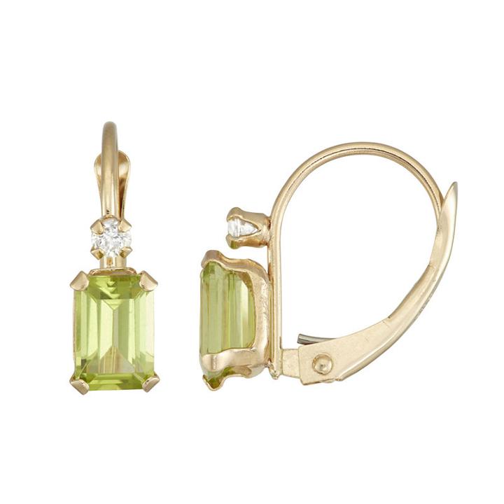 Green Peridot Rectangular Drop Earrings