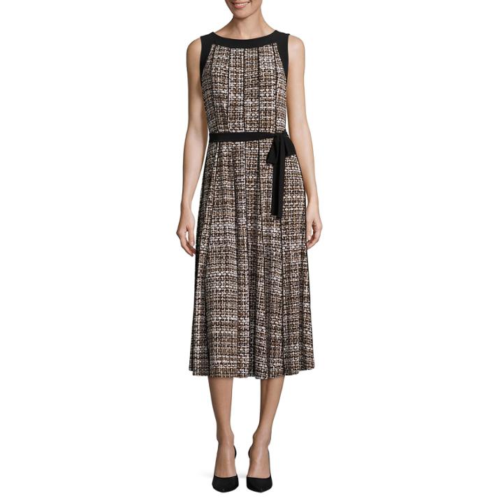 Perceptions Sleeveless Dots Fit & Flare Dress