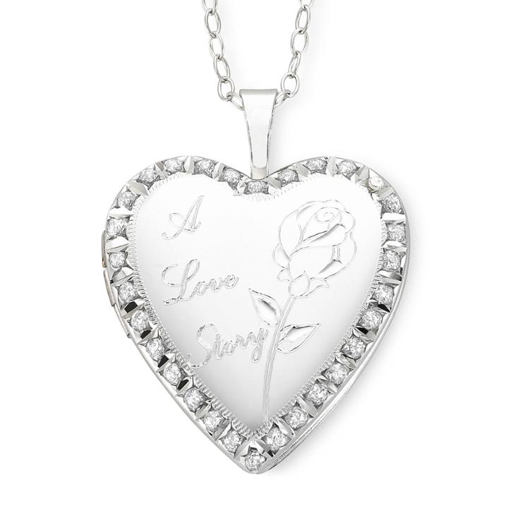 Diamond Accent A Love Story Heart Locket Pendant Necklace