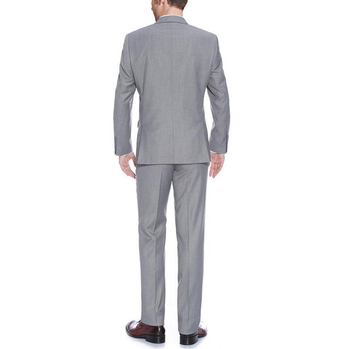 Verno Men's Light Grey Slim Fit Italian Styled Twopiece Suit