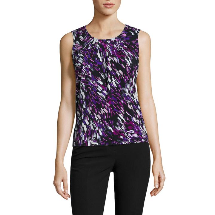 Black Label By Evan-picone Sleeveless Knit Pattern Blouse