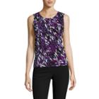 Black Label By Evan-picone Sleeveless Knit Pattern Blouse