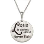 Personalized Sterling Silver Love Engravable Circle Pendant Necklace