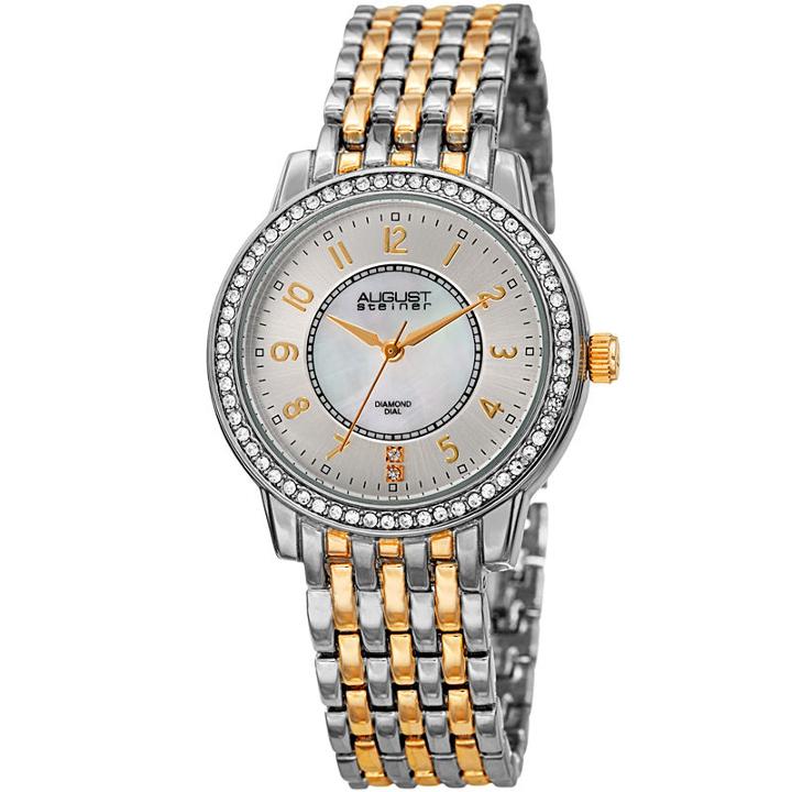 August Steiner Womens Two Tone Strap Watch-as-8246ttg