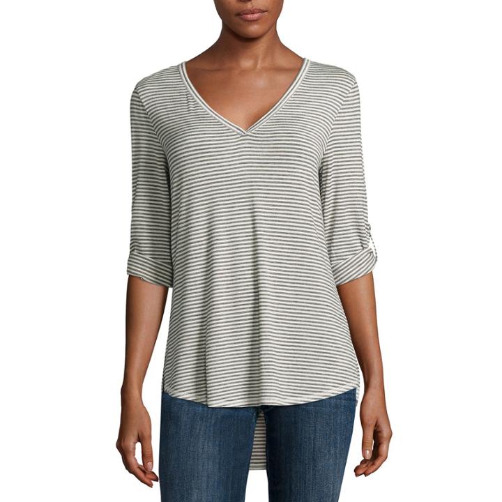 Liz Claiborne Short Sleeve V Neck T-shirt