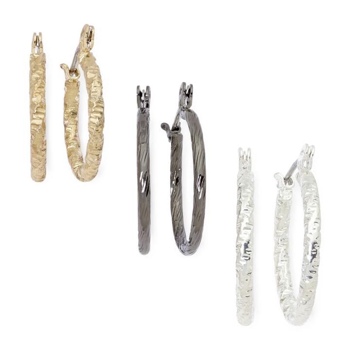Sensitive Ears 3-pr. Hoop Earring Set