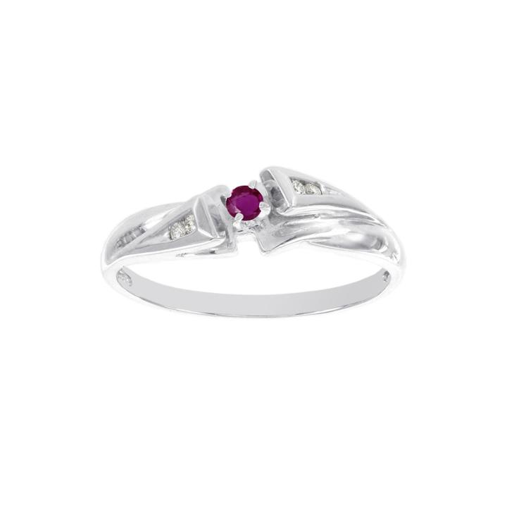 Lumastar Geniune Ruby And Diamond-accent 10k White Gold Promise Ring