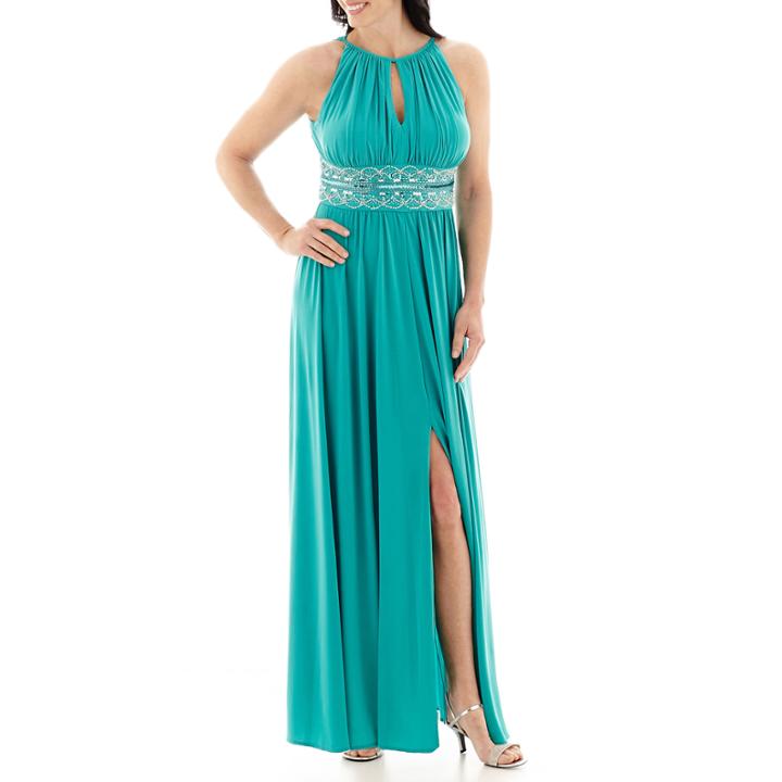 R & M Richards Sleeveless Beaded Formal Gown