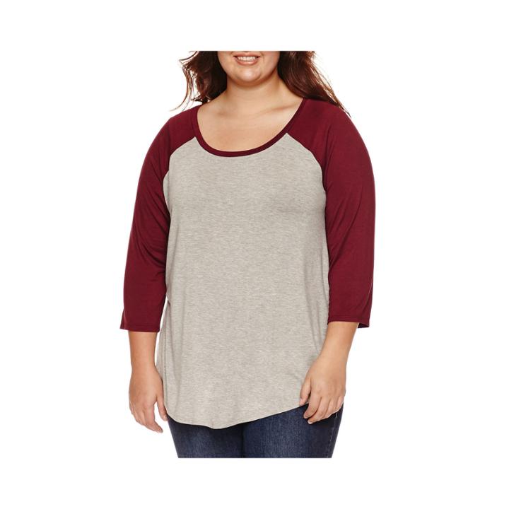 Arizona 3/4 Sleeve Baseball T-shirt-juniors Plus