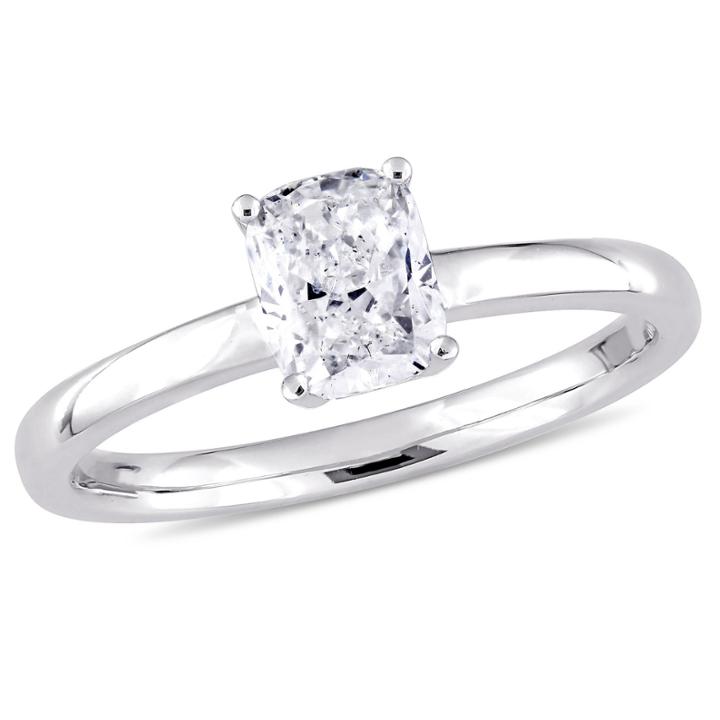 Womens 1 Ct. T.w. Genuine Cushion White Diamond 14k Gold Solitaire Ring
