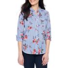 Liz Claiborne Loose Fit Long Sleeve Button-front Shirt-petites