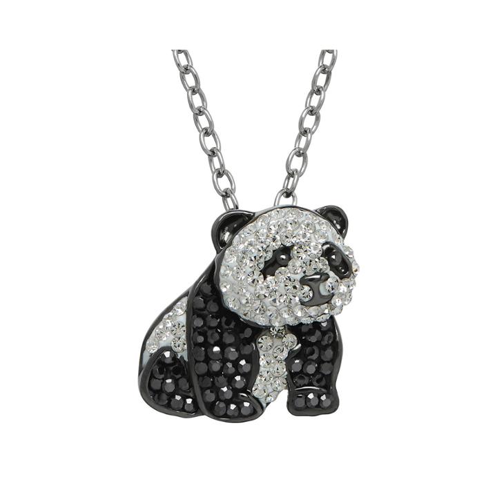 Animal Planet&trade; Crystal Sterling Silver Endangered Giant Panda Pendant Necklace