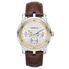 Claiborne Mens Multifunction Brown Leather Watch