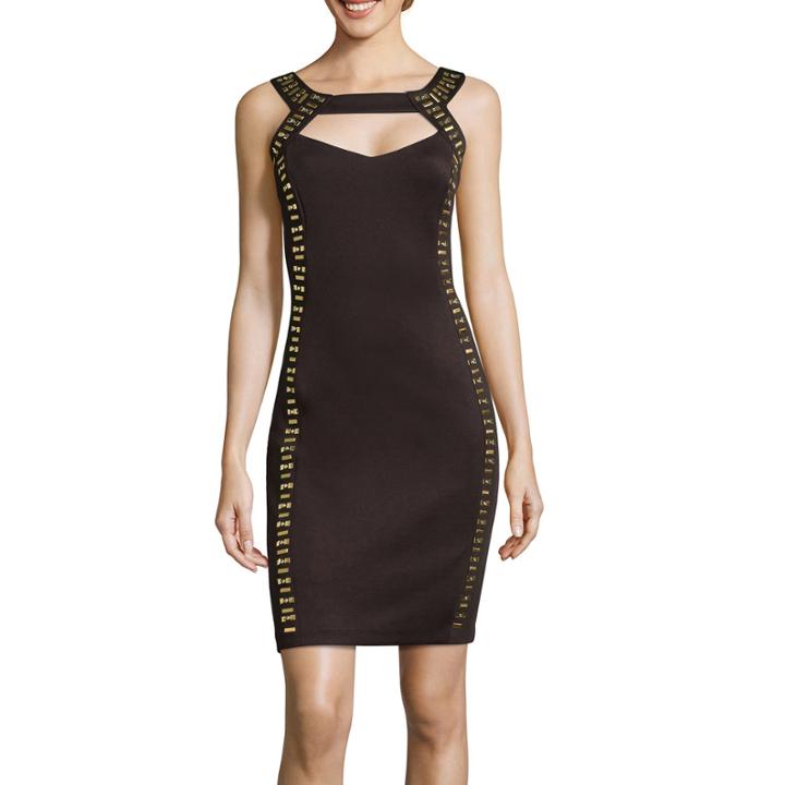 Melrose Sleeveless Studded Sheath Dress With Cutout