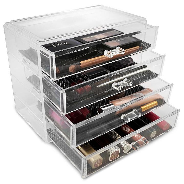 Sorbus Acrylic Cosmetics Makeup And Jewelry Storage Case Display- 4 Large Drawers