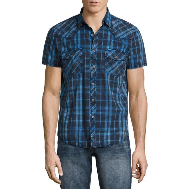 Decree Short Sleeve Plaid Button-front Shirt