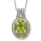 14k Gold-plated Silver Peridot & Diamond-accent Pendant Necklace