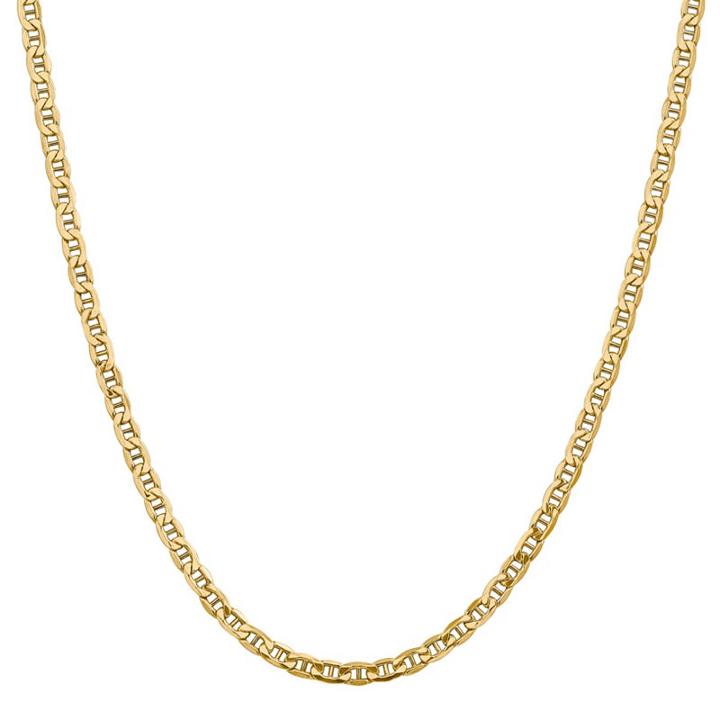 14k Gold Semisolid Anchor 18 Inch Chain Necklace