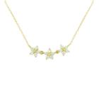 Petite Lux&trade; Cubic Zirconia 10k Yellow Gold 3-flower Necklace