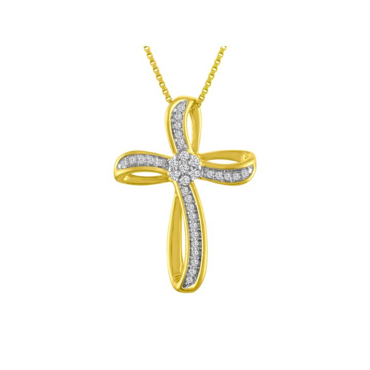 Diamond Blossom Womens 1/10 Ct. T.w. White Diamond 10k Gold Over Silver Pendant Necklace
