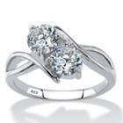 Diamonart Womens 2 Ct. T.w. Cubic Zirconia White Sterling Silver Round Cocktail Ring
