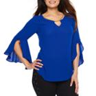 Bold Elements Cross Neck Bell Sleeve Top