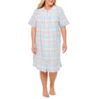 Collette By Miss Elaine Short Sleeve Seersucker Caftan-plus