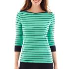 Liz Claiborne 3/4-sleeve Striped Knit Top