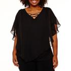 Alyx Short Sleeve V Neck Chiffon Blouse-plus