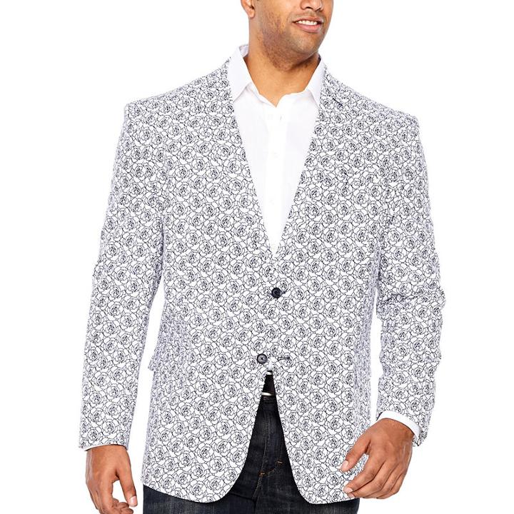 Jf J.ferrar Floral Sport Coat - Big And Tall
