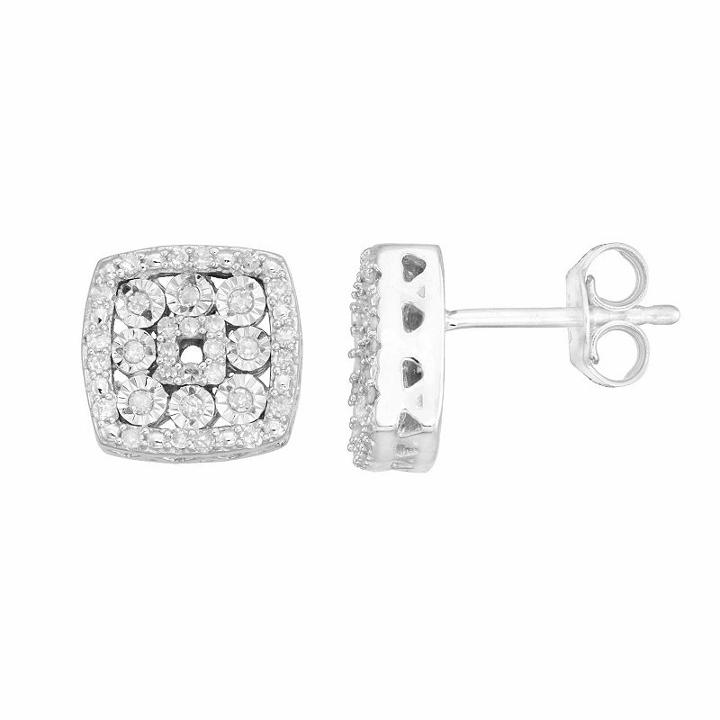 1/4 Ct. T.w. Genuine White Diamond 10mm Stud Earrings