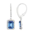 Lab Created Sapphire And 1/3c.t. T.w.diamond 10k White Gold Earrings