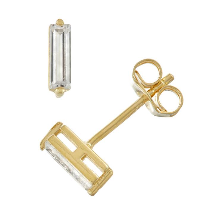 Lab Created White Sapphire 14k Gold Over Silver 7.3mm Stud Earrings