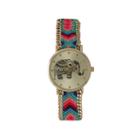 Olivia Pratt Womens Multicolor Braided Elephant Print Dial Strap Watch 14811