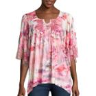 Unity&trade; 3/4-sleeve Print Peasant Top