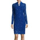 Blu Sage Long-sleeve Sequined Lace Sheath Dress