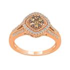 1/2 Ct. T.w. White & Champagne Diamond 10k Rose Gold Ring