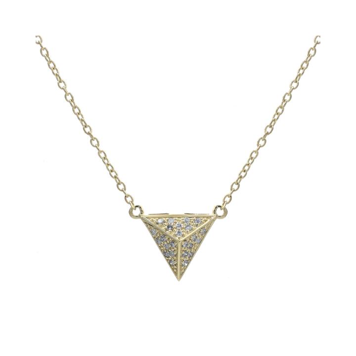 Diamond-accent 10k Yellow Gold Pyramid Necklace