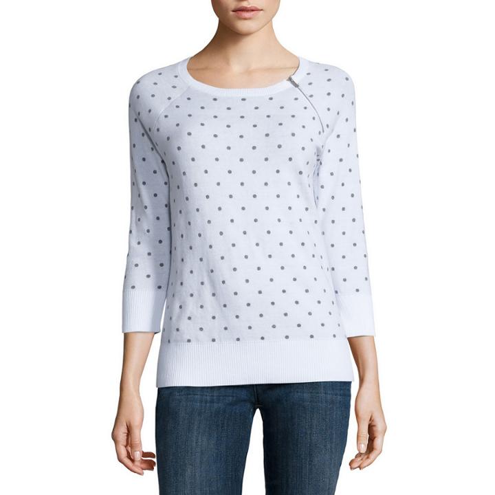 Liz Claiborne 3/4 Sleeve Crew Neck Pullover Sweater