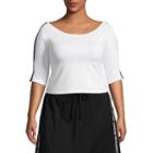 City Streets 3/4 Sleeve Round Neck T-shirt- Juniors Plus