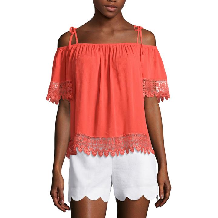 By & By Short Sleeve Rayon Blouse-juniors